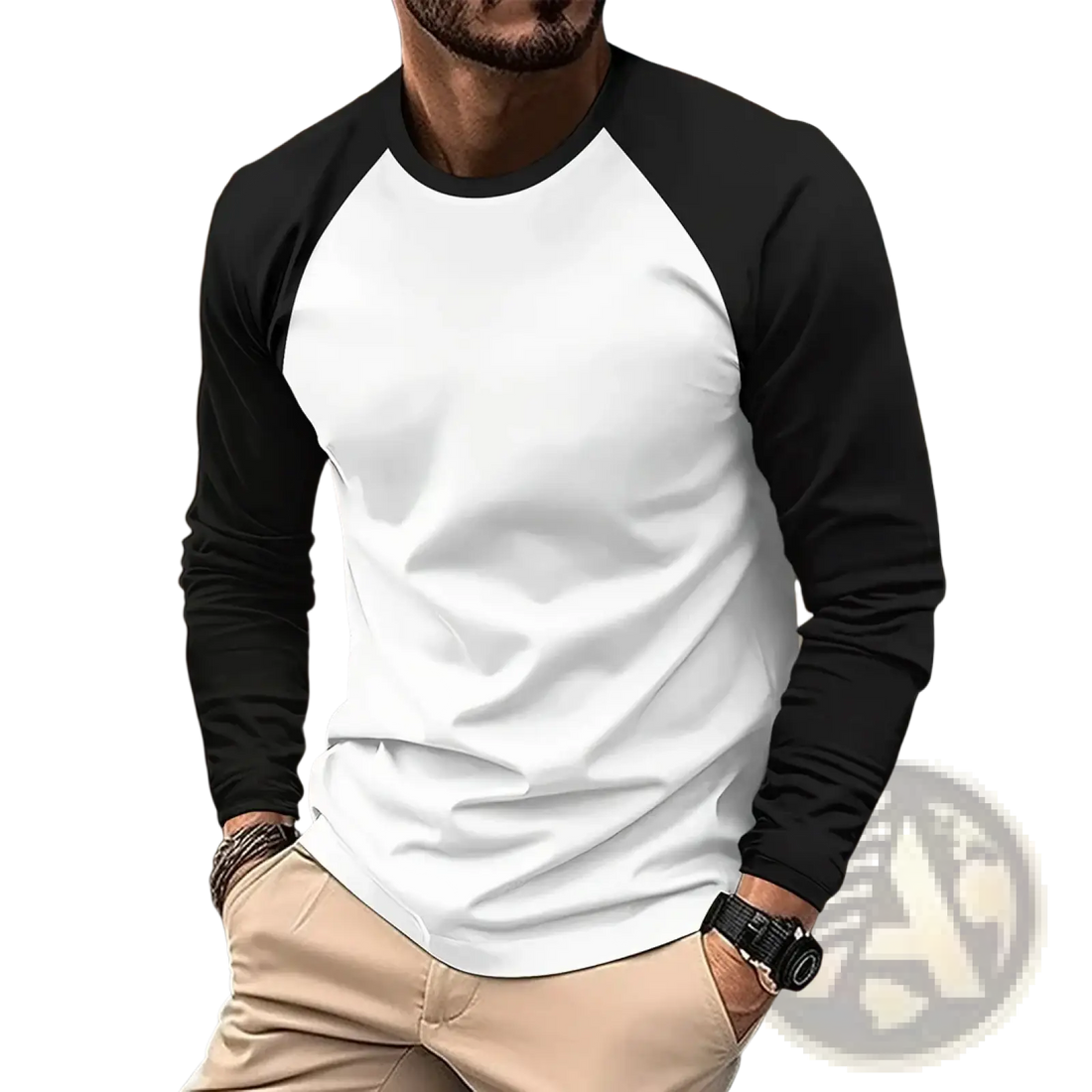 Raglan Long Sleeve T-shirt Casual Men Spring Top