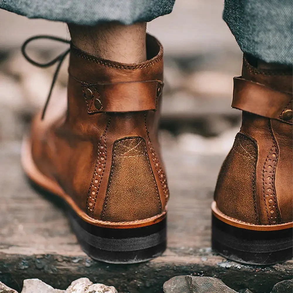 Men's Retro Leather Lace-up Ankle Boots