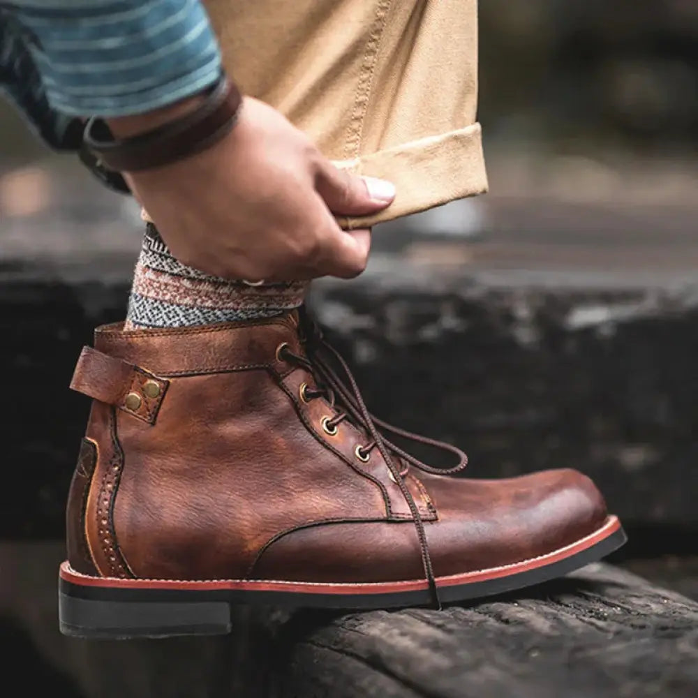 Men's Retro Leather Lace-up Ankle Boots