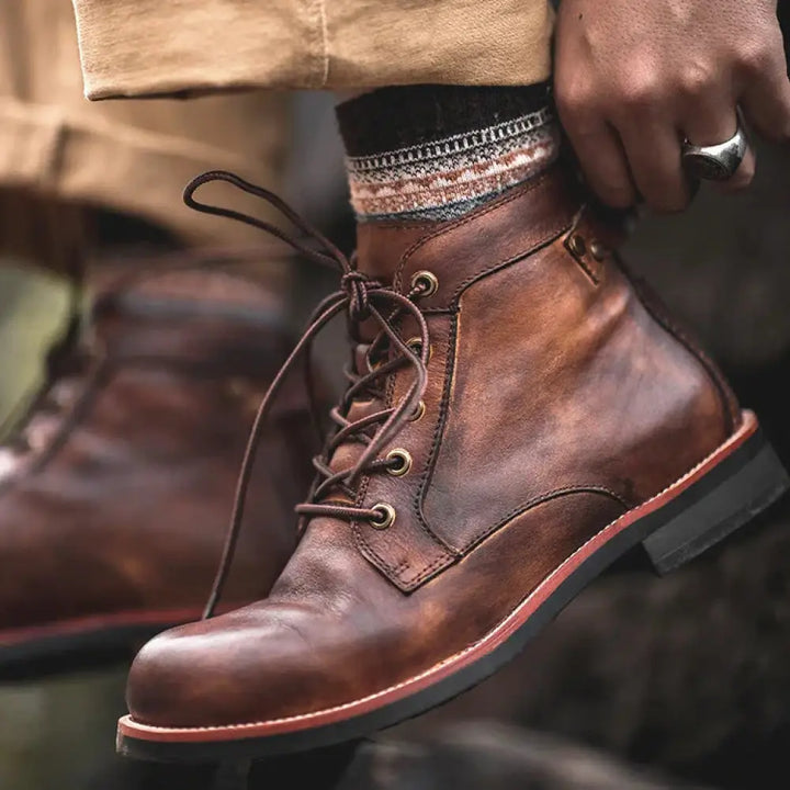 Men's Retro Leather Lace-up Ankle Boots