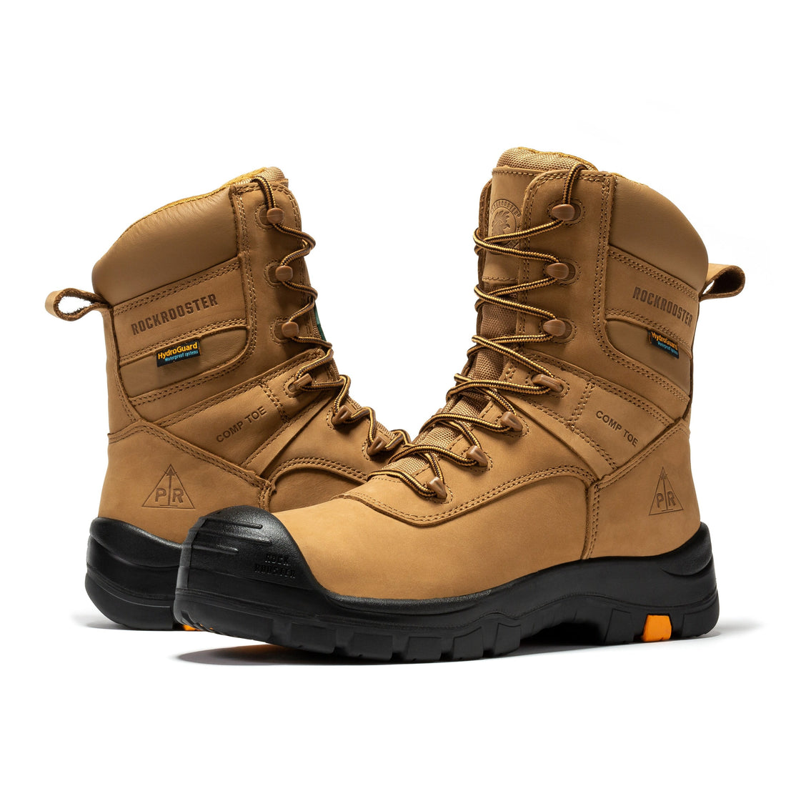 Rockrooster Beaufort Men's Brown 8 inch Waterproof Composite Toe Work Boots AK831