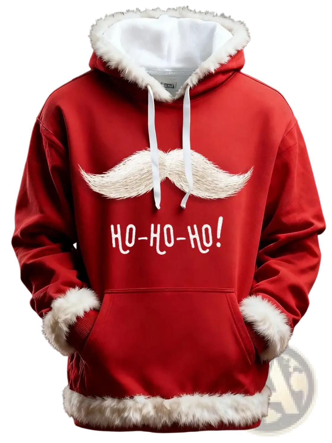 Santa Holiday Faux Fur Trim Christmas Hoodie with Pockets