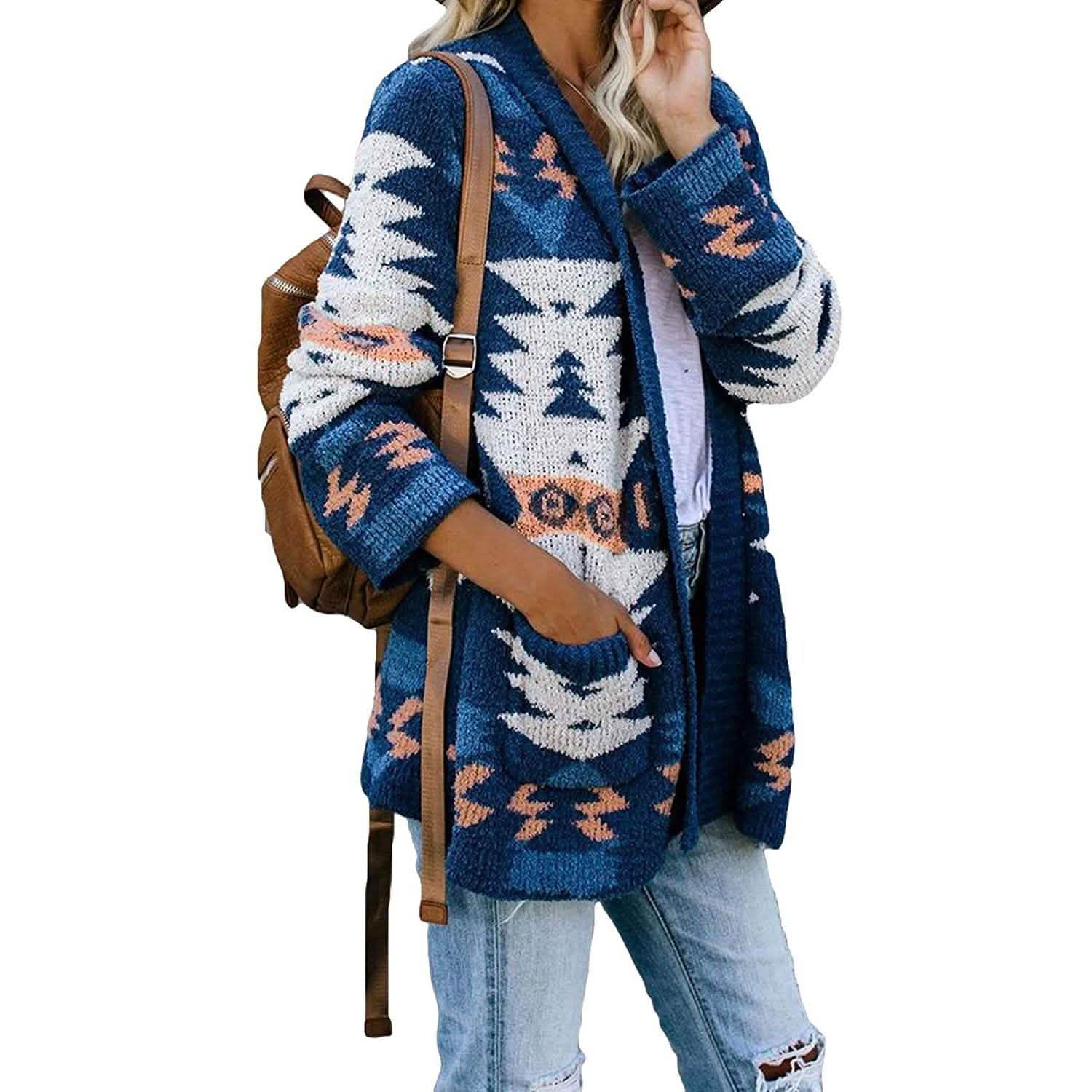 Side feel Women Open Front Cardigan Sweater Button Down Knit Sweater Coat