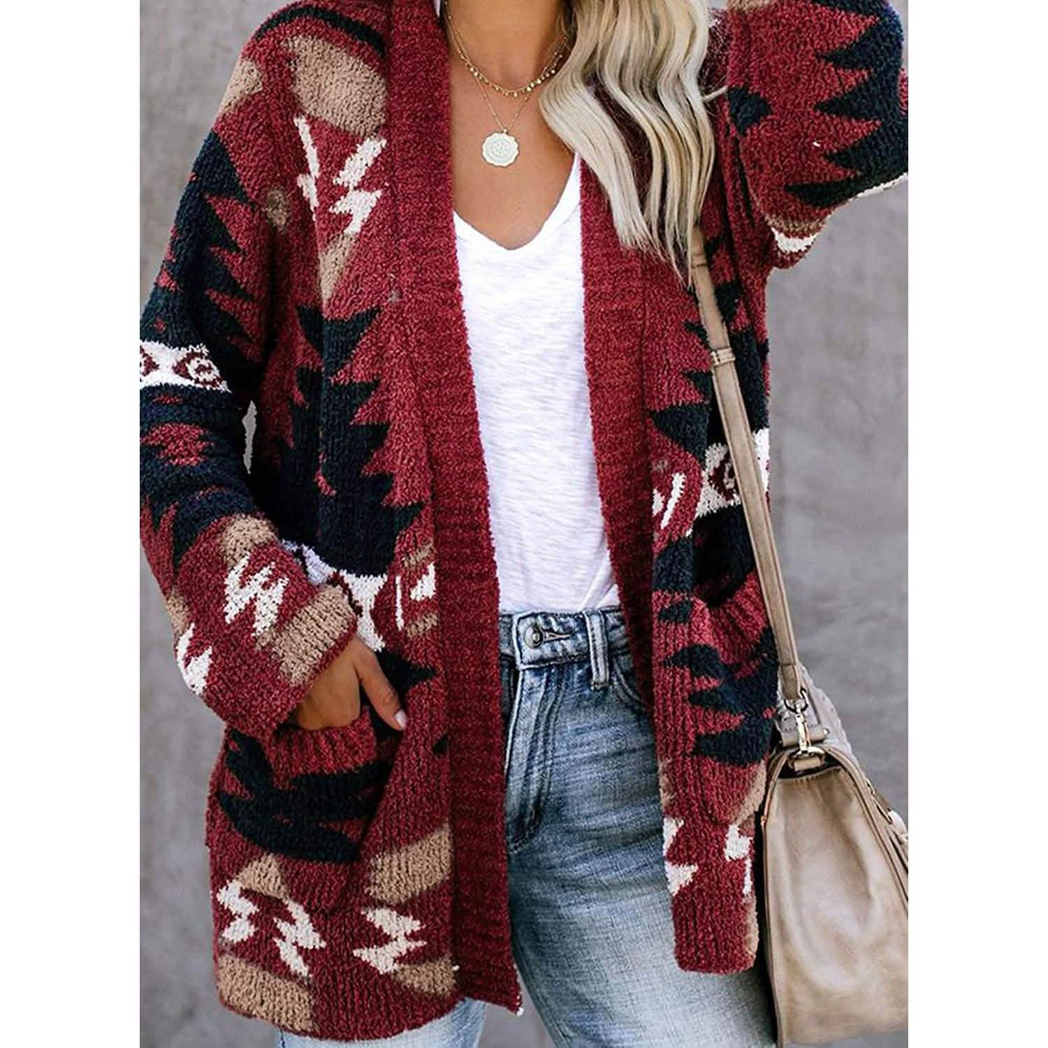 Side feel Women Open Front Cardigan Sweater Button Down Knit Sweater Coat