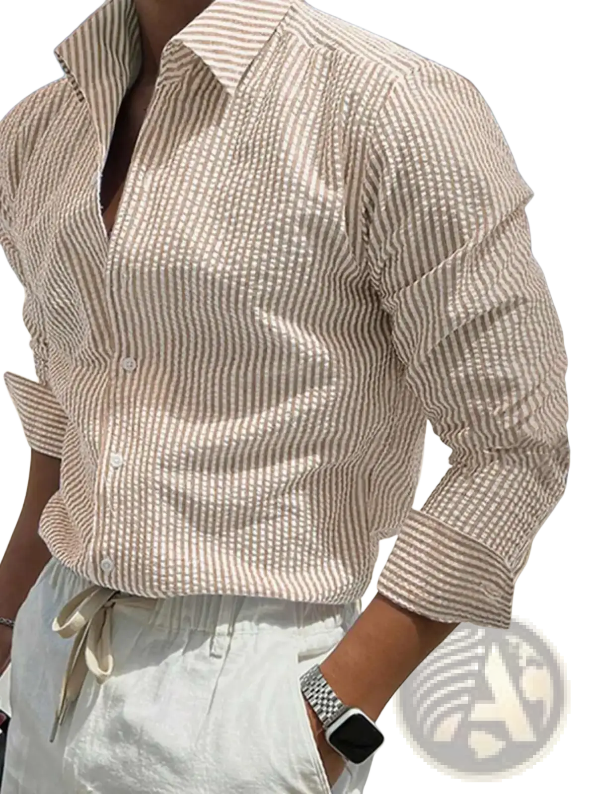 Striped Casual Long Sleeve Shirt for Men