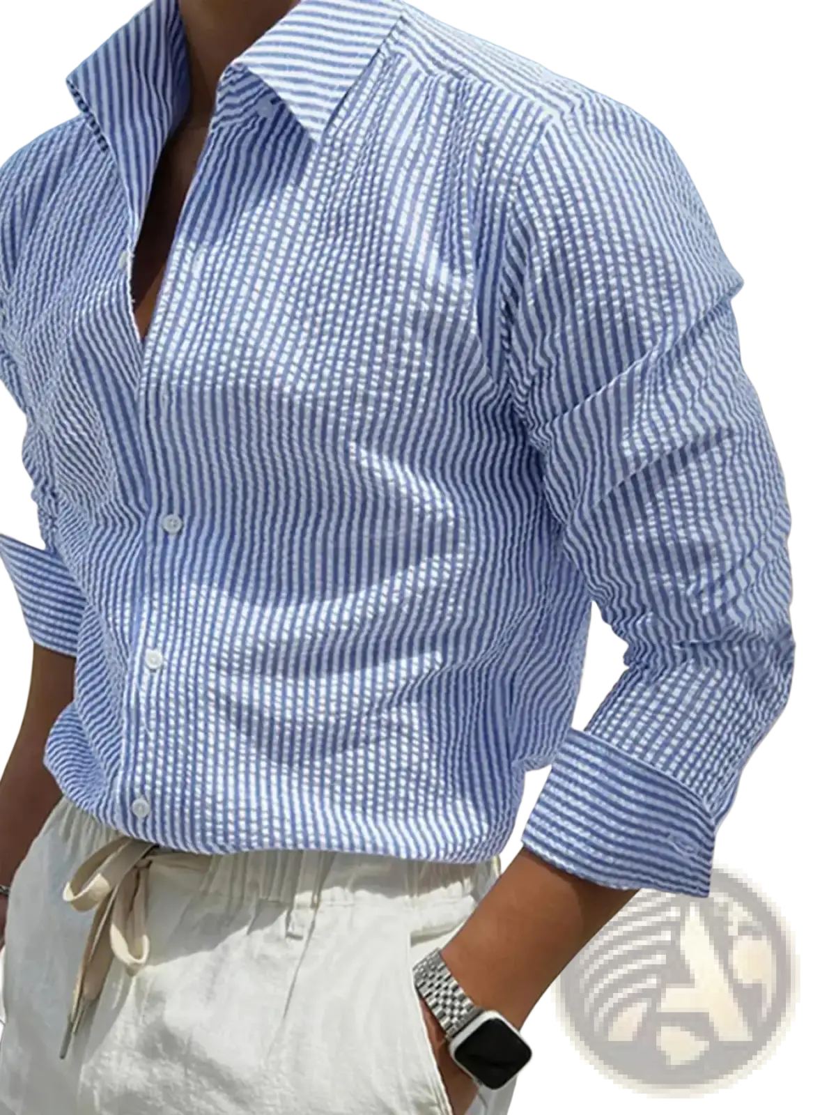 Striped Casual Long Sleeve Shirt for Men