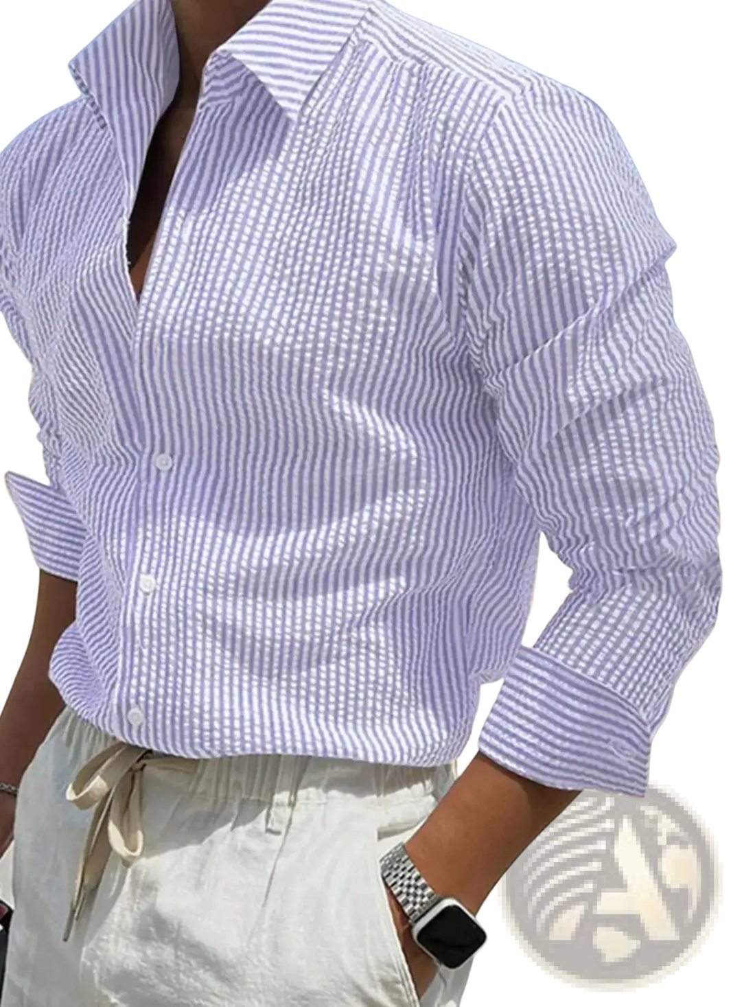 Striped Casual Long Sleeve Shirt for Men
