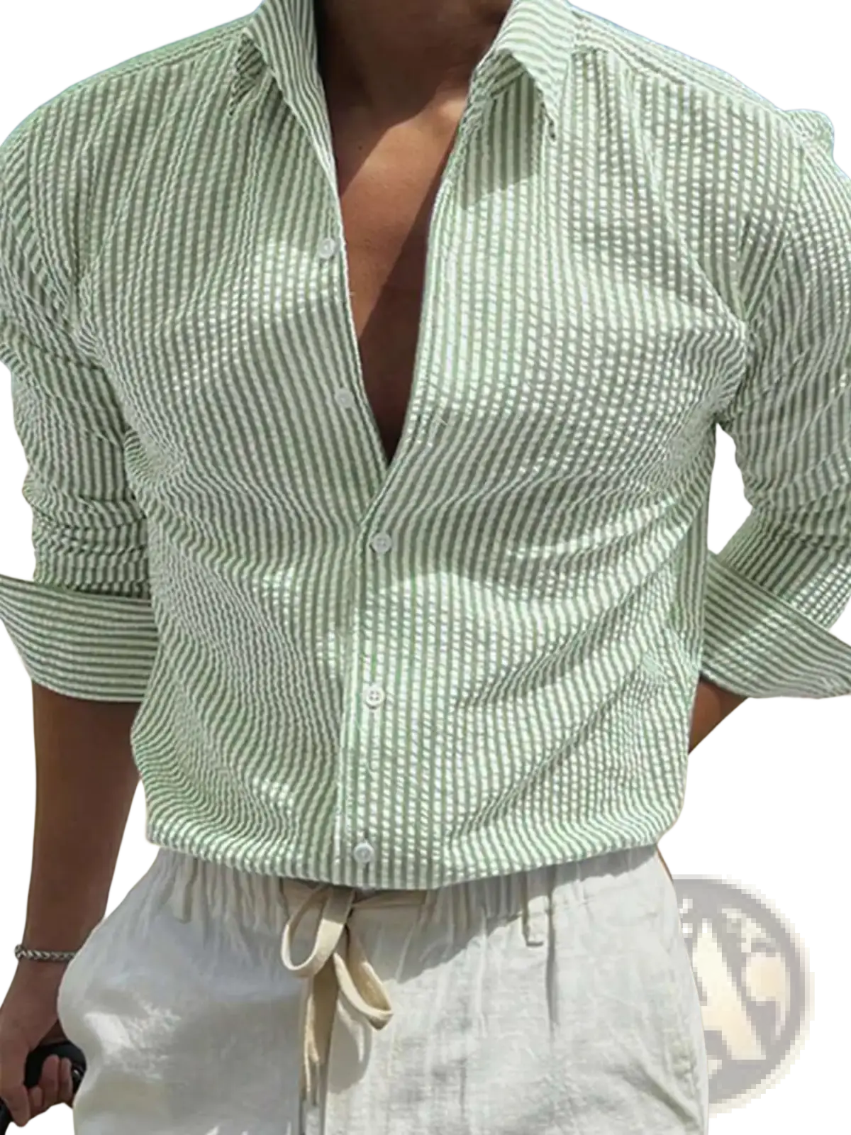Striped Casual Long Sleeve Shirt for Men