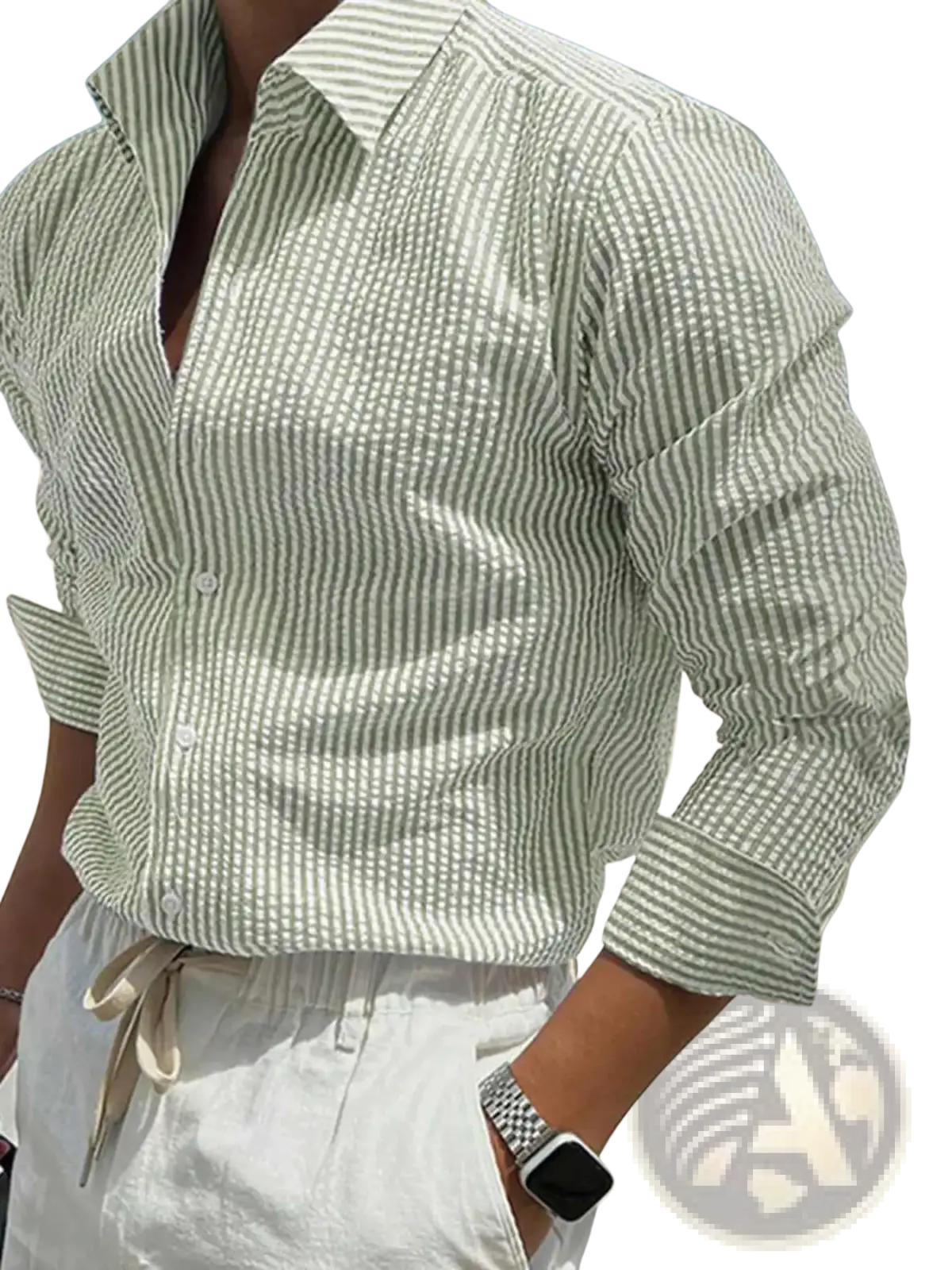 Striped Casual Long Sleeve Shirt for Men