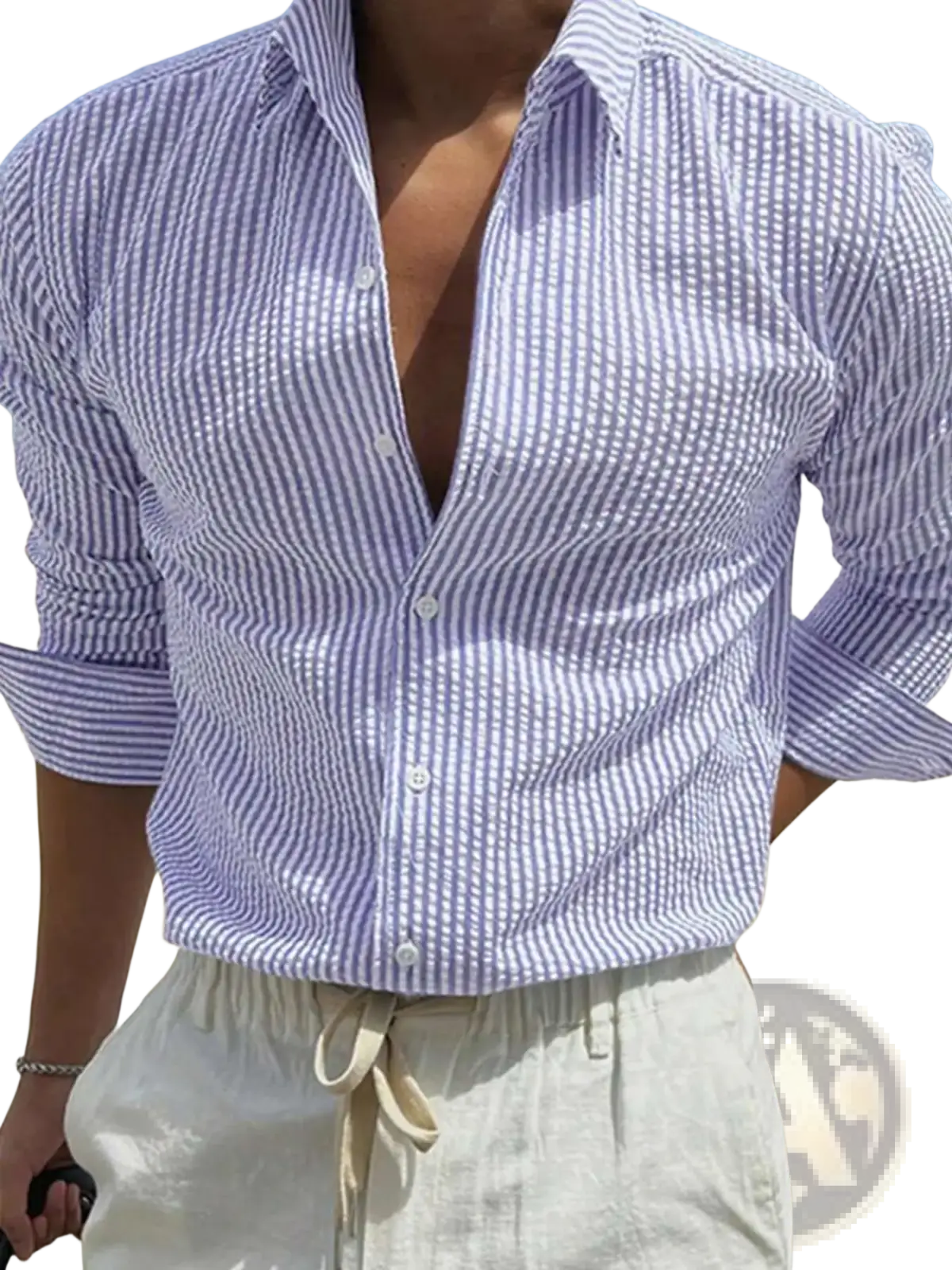 Striped Casual Long Sleeve Shirt for Men