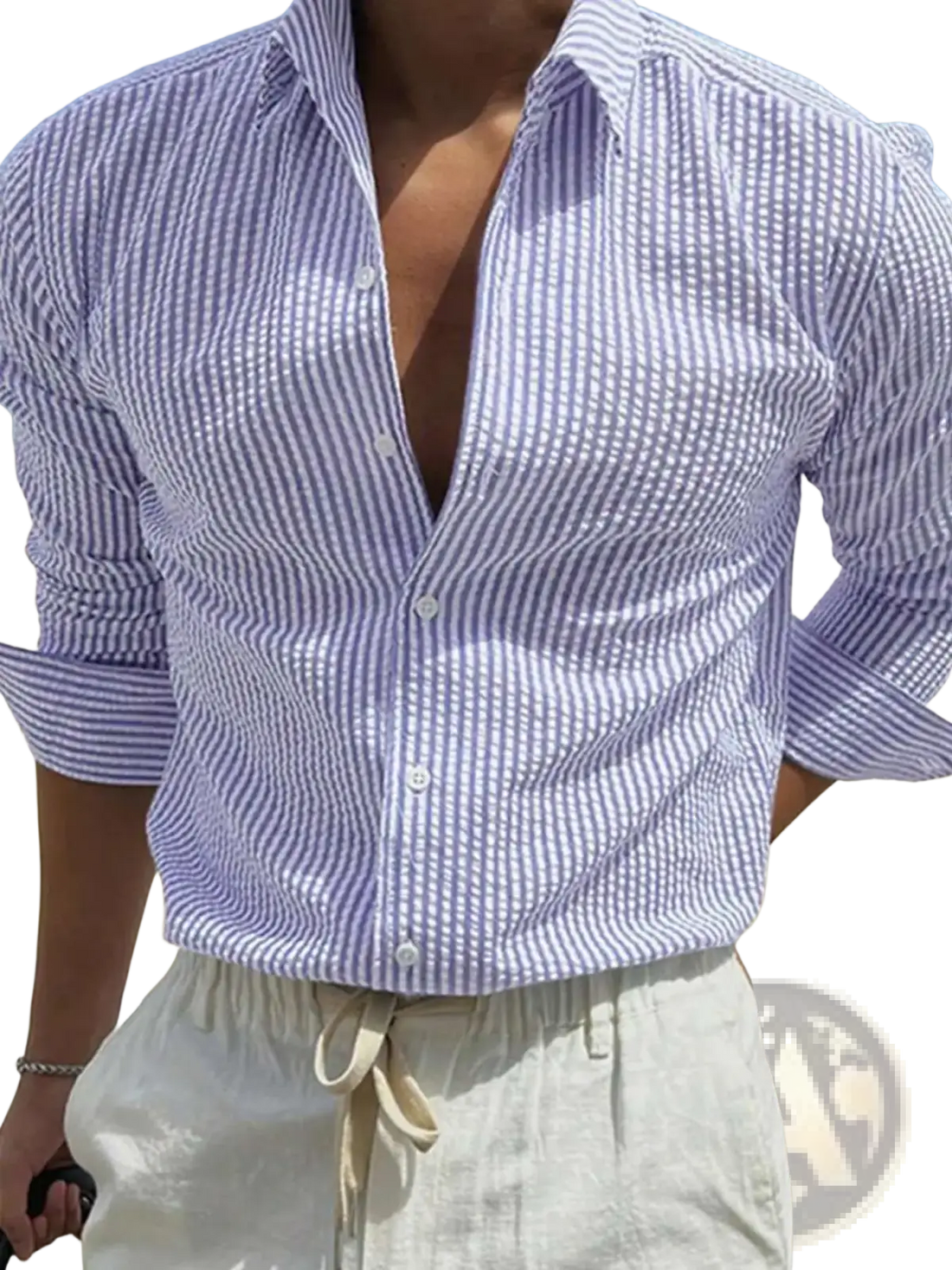 Striped Casual Long Sleeve Shirt for Men