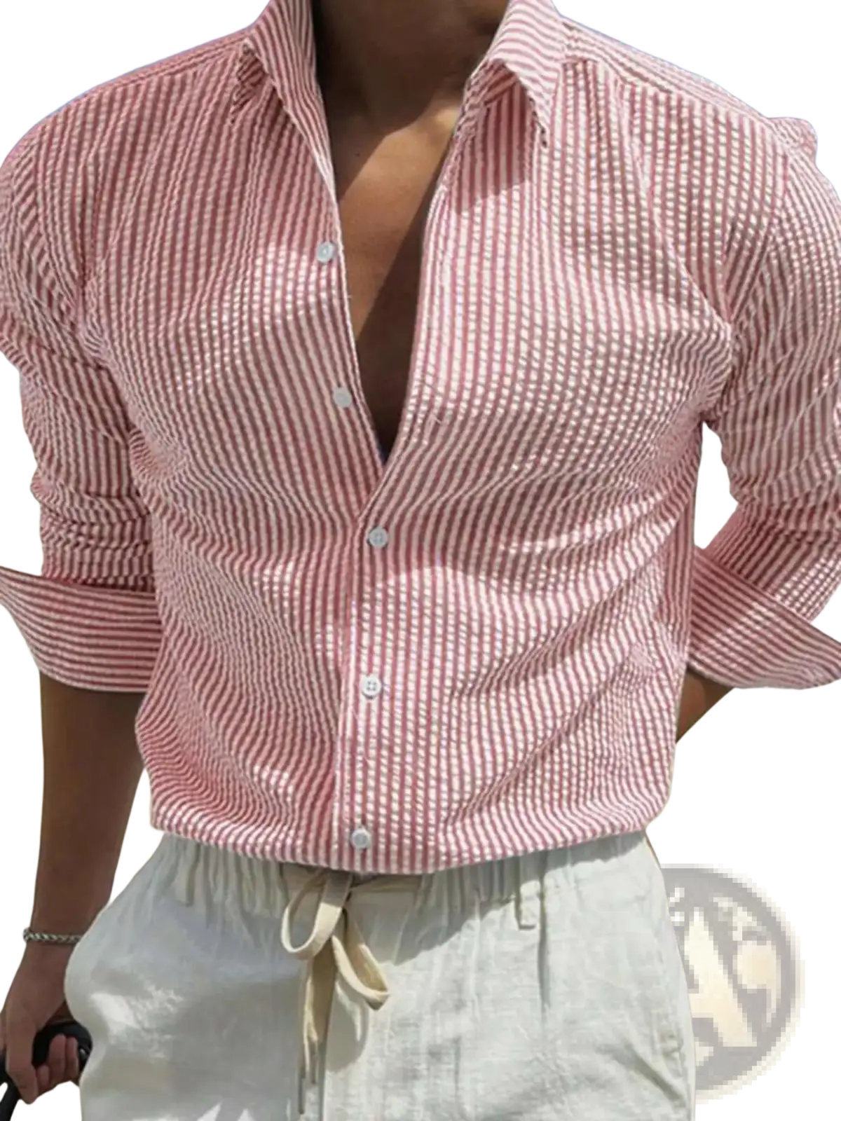 Striped Casual Long Sleeve Shirt for Men