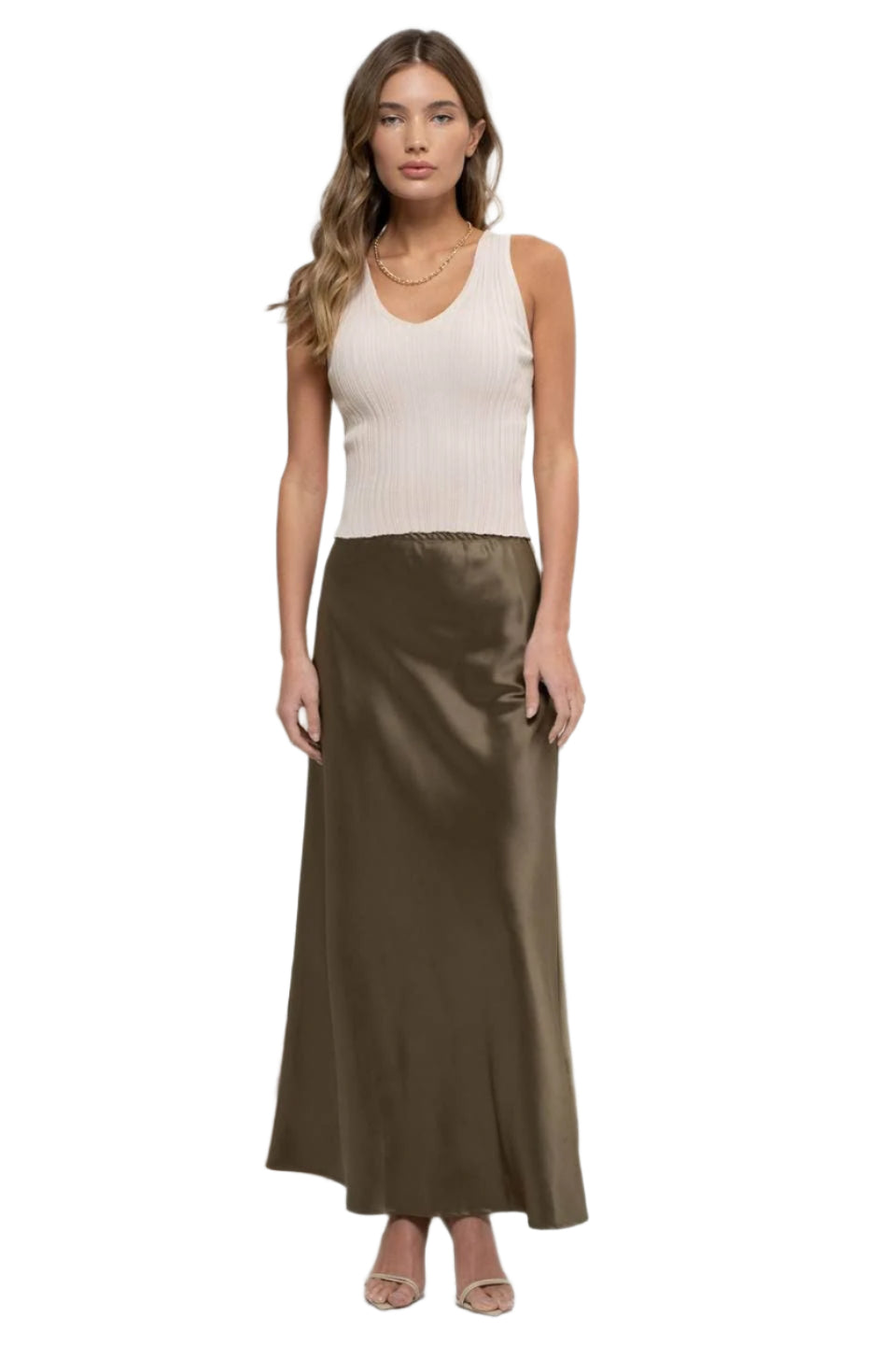 Sleeveless V Neck Ribbed Knit Top