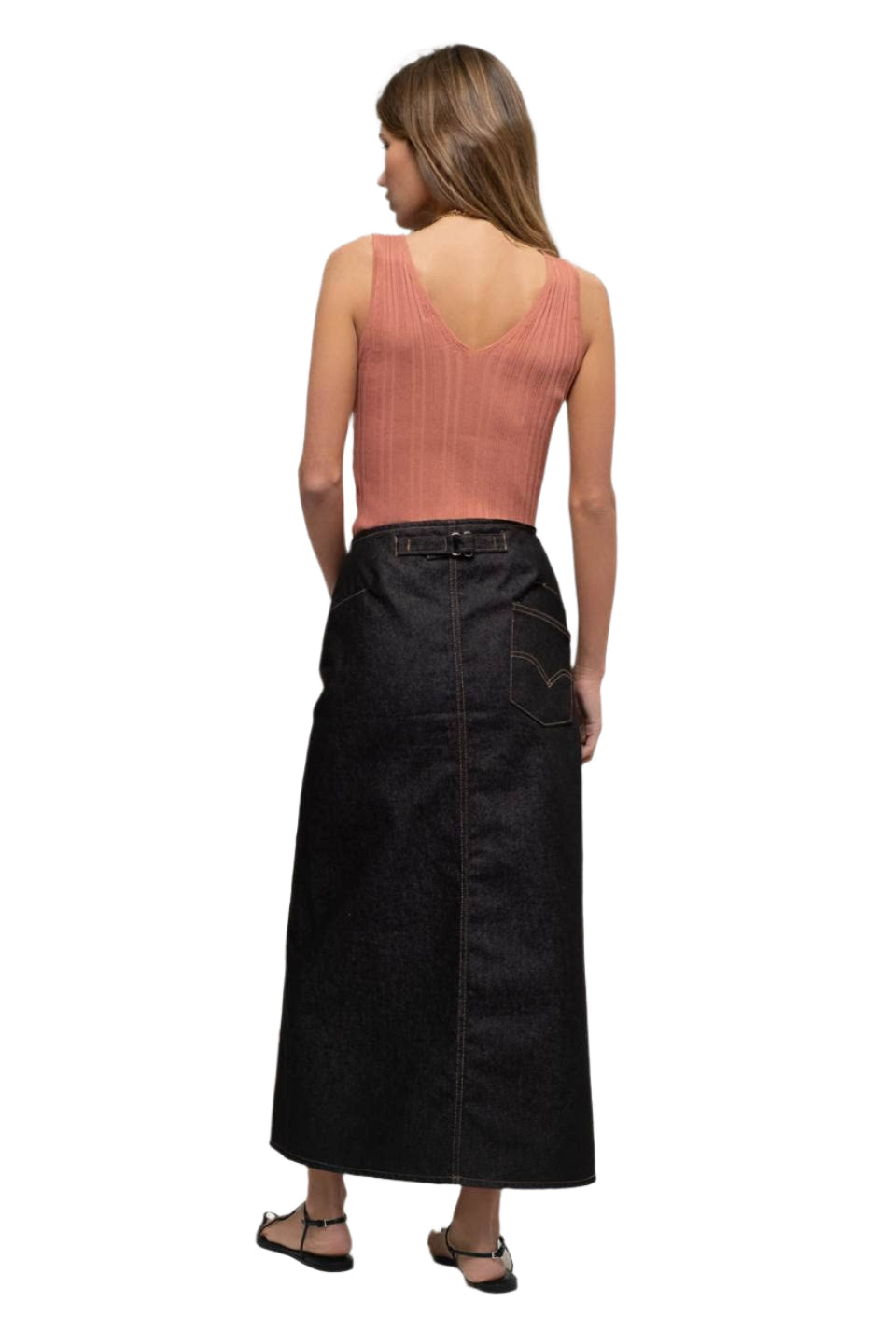 Sleeveless V Neck Ribbed Knit Top