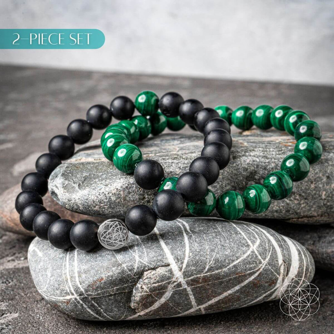 Steady Mind - Malachite & Onyx Double Bracelet