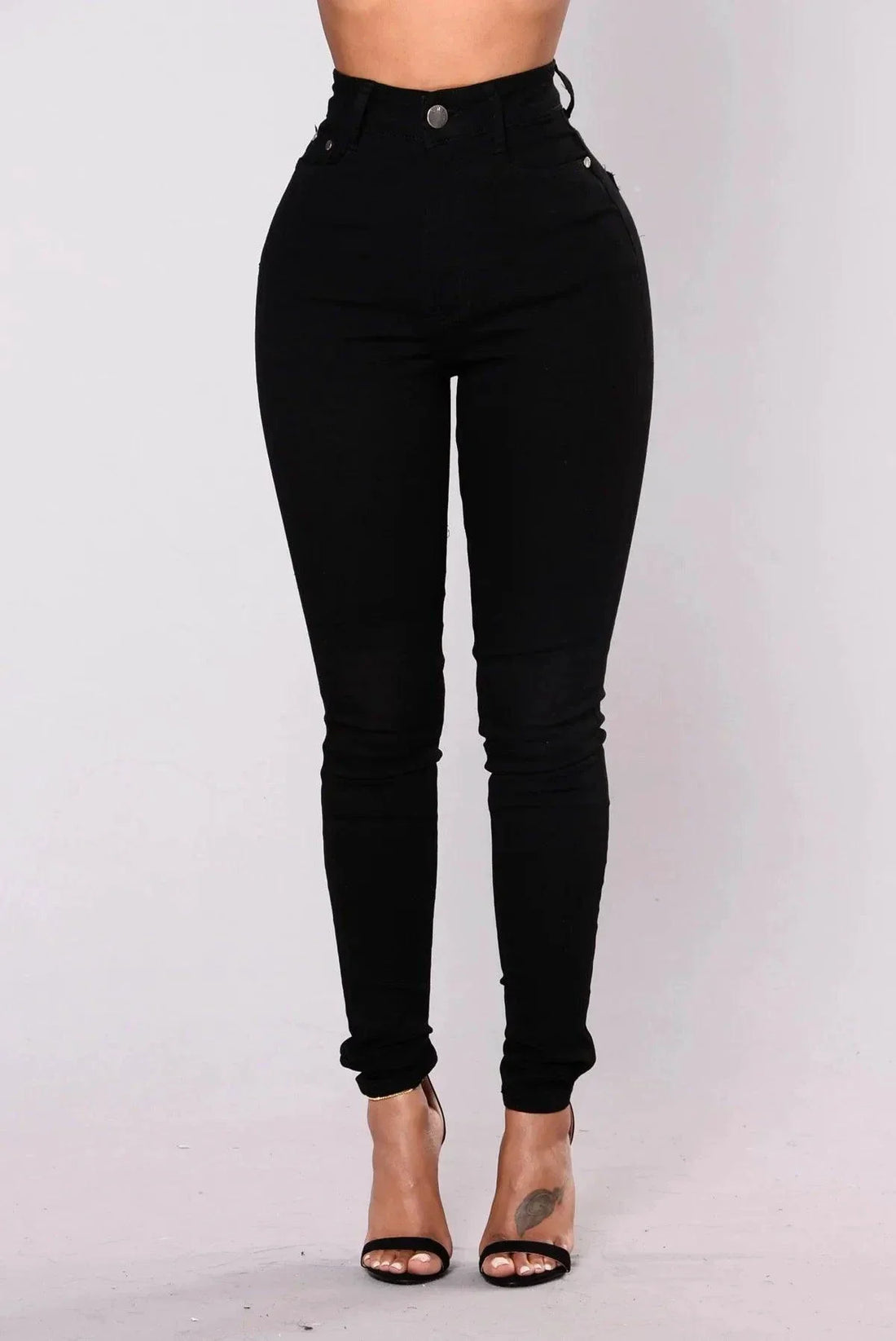 Women High Waist Stretch Hip Lift Denim Skinny Pants Jeans Full Length Sexy Slim Bleachded Solid Color Pants