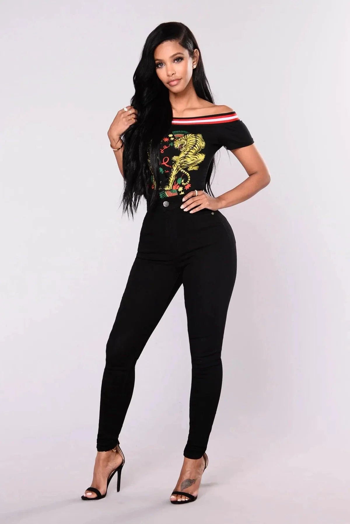 Women High Waist Stretch Hip Lift Denim Skinny Pants Jeans Full Length Sexy Slim Bleachded Solid Color Pants