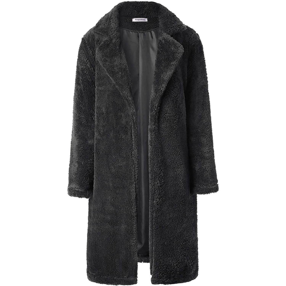 Women's Fuzzy Fleece Lapel Open Front Long Cardigan Coat