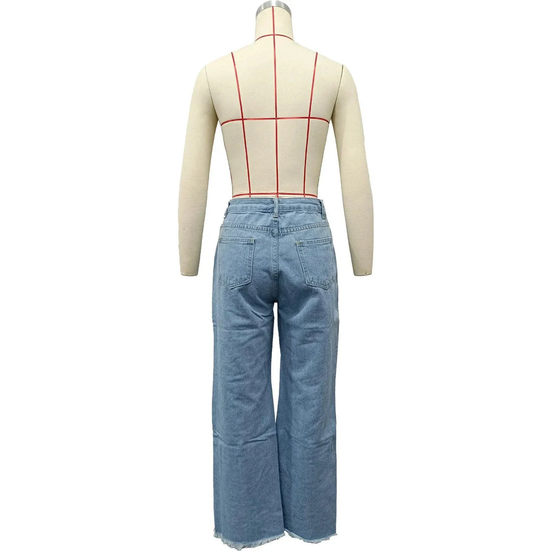 Burnt Flower High Waist Jeans - Trendy Women's Casual Denim Trousers for Spring/Summer