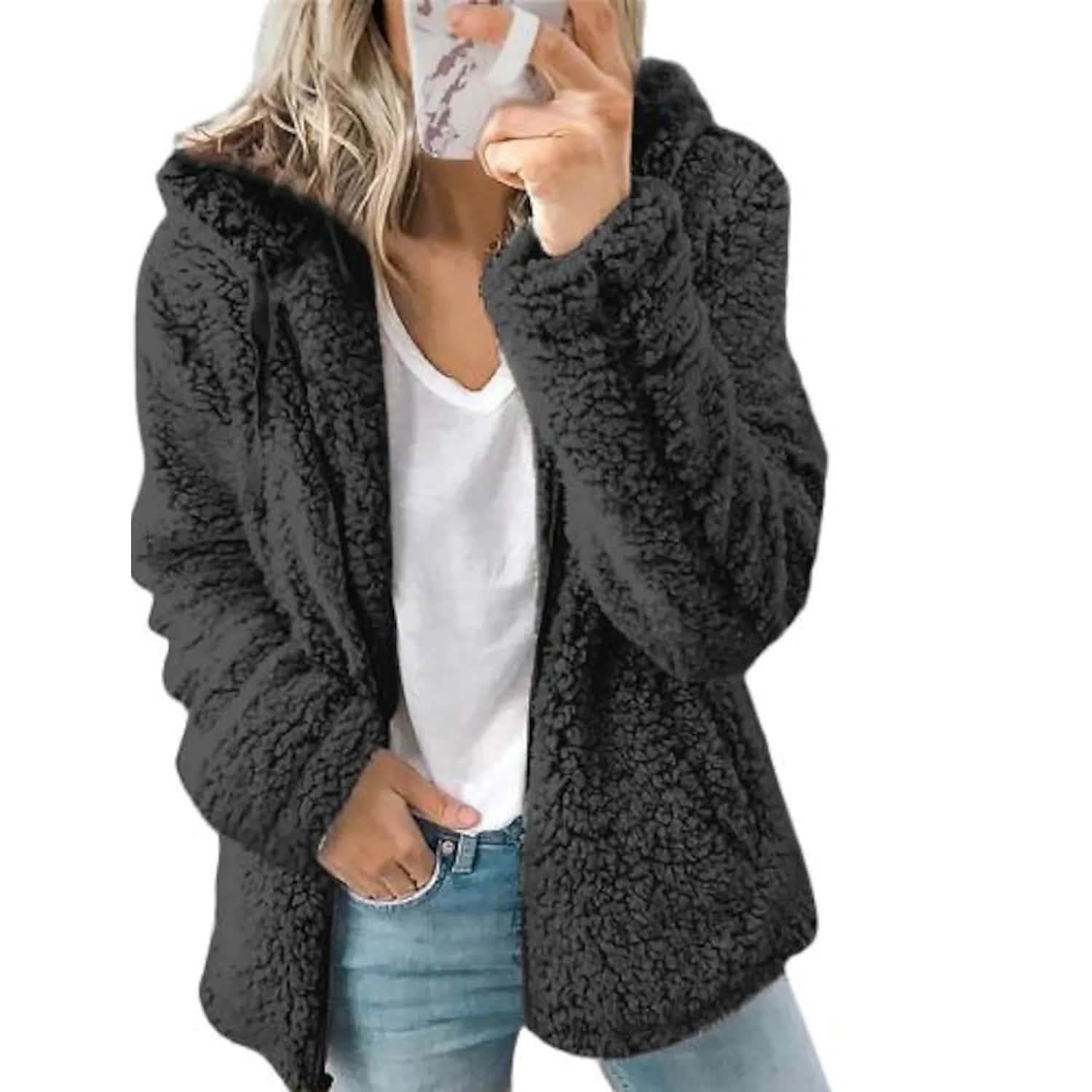 Women's Plus Size Hoodie Coat Long Sleeve