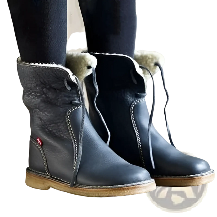 Women's Shearling Lined Leather Martin Boots