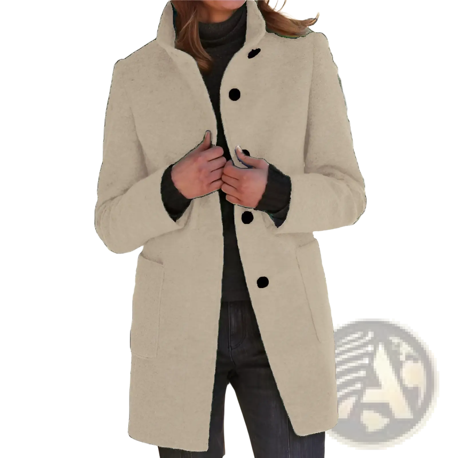 Woolen Stand Collar Winter Coat for Women