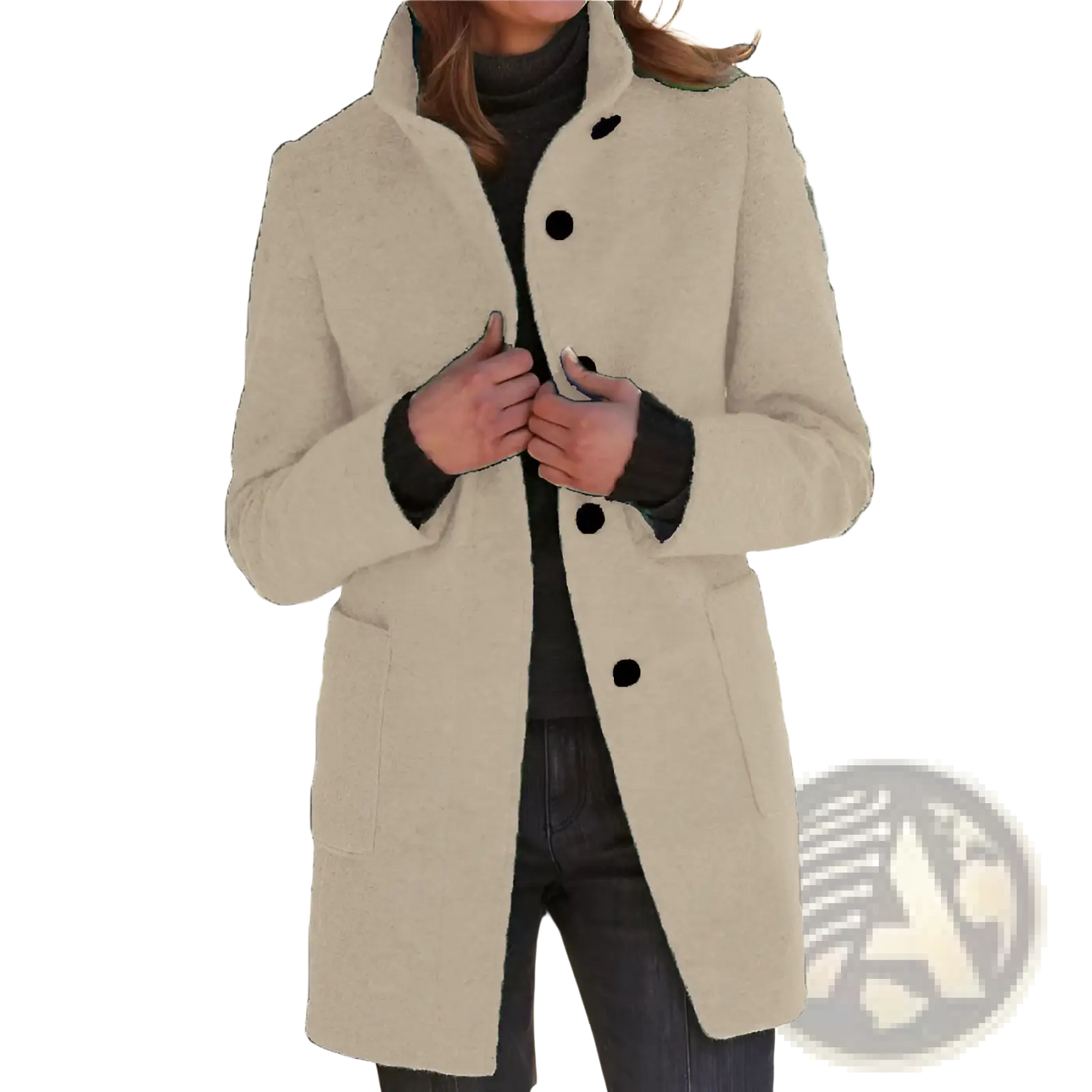 Woolen Stand Collar Winter Coat for Women