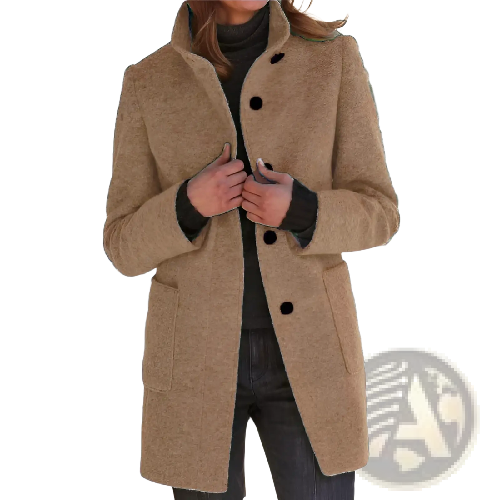 Woolen Stand Collar Winter Coat for Women