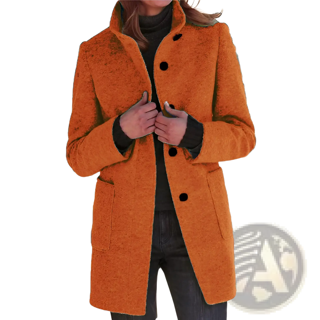 Woolen Stand Collar Winter Coat for Women