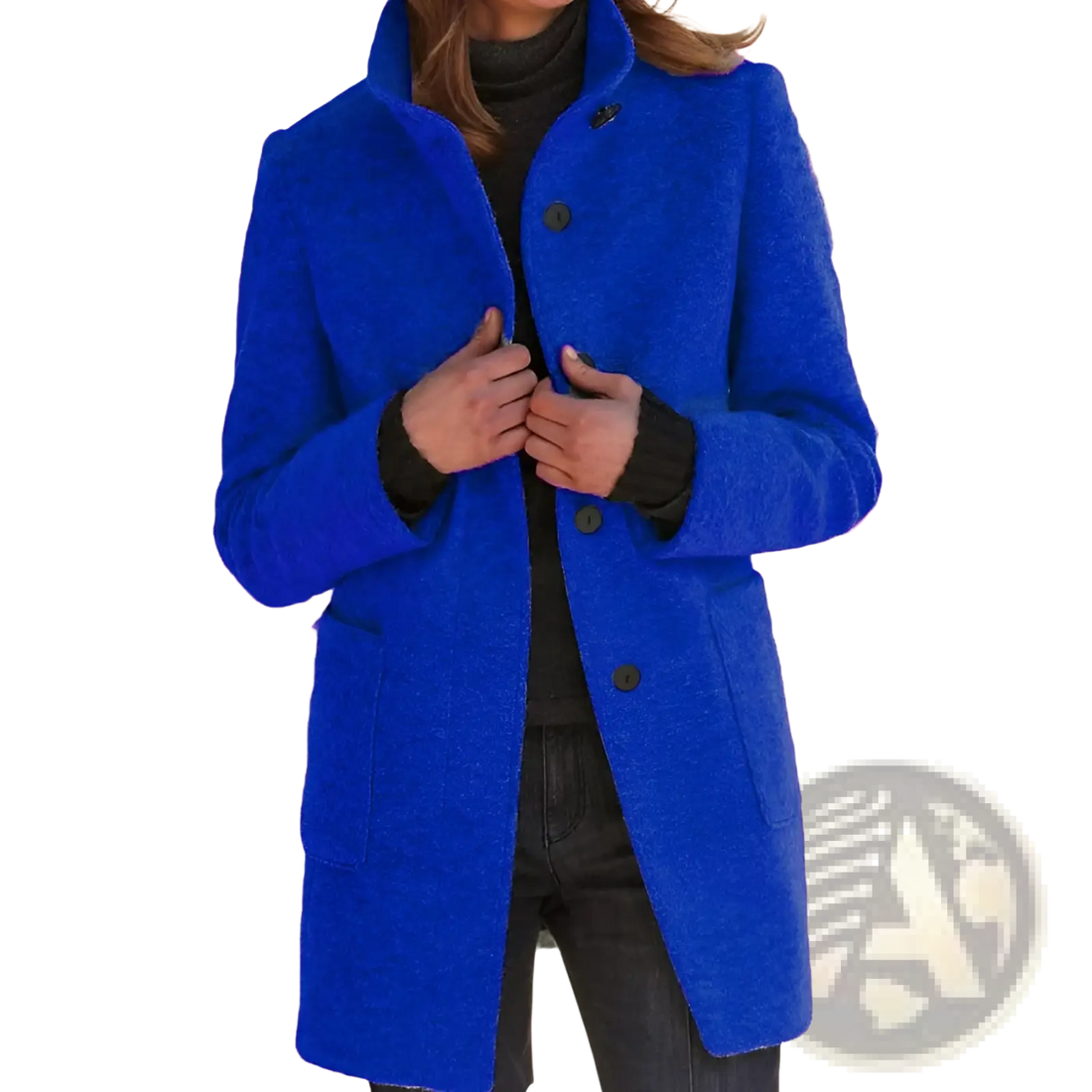 Woolen Stand Collar Winter Coat for Women