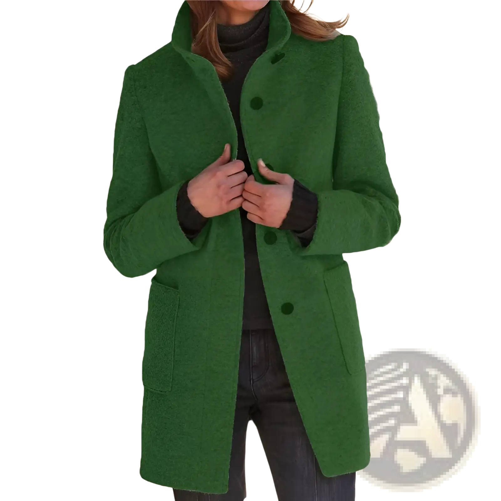 Woolen Stand Collar Winter Coat for Women
