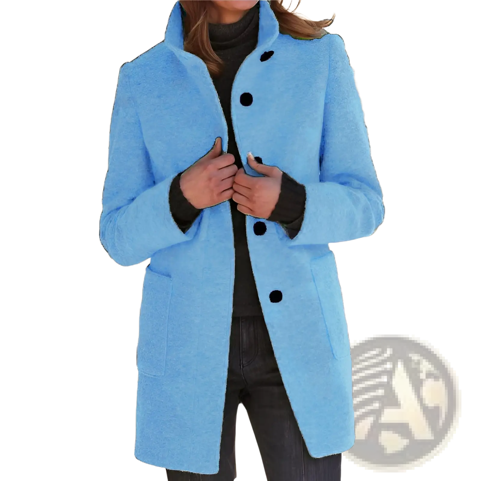Woolen Stand Collar Winter Coat for Women