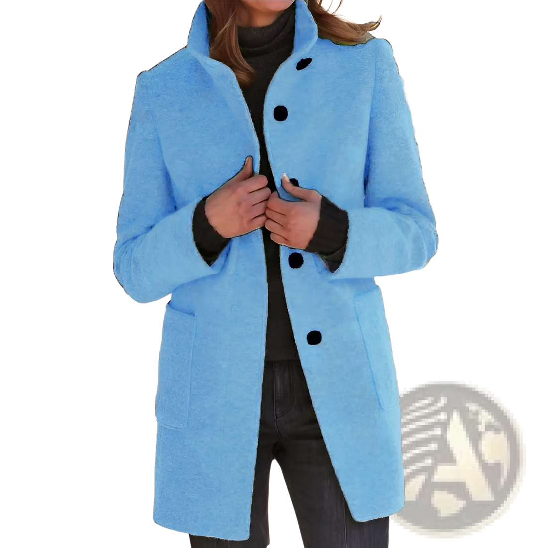 Woolen Stand Collar Winter Coat for Women