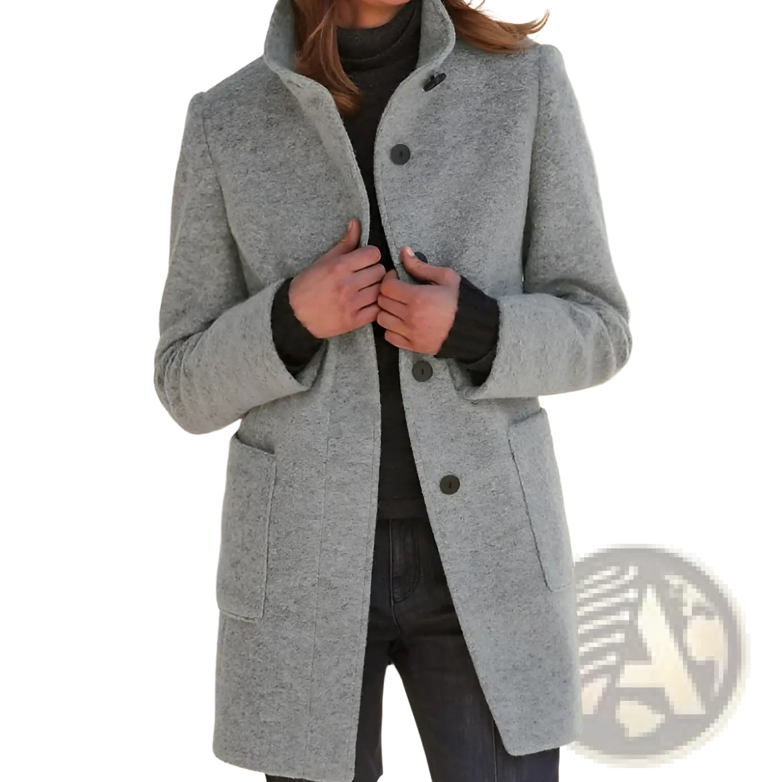 Woolen Stand Collar Winter Coat for Women