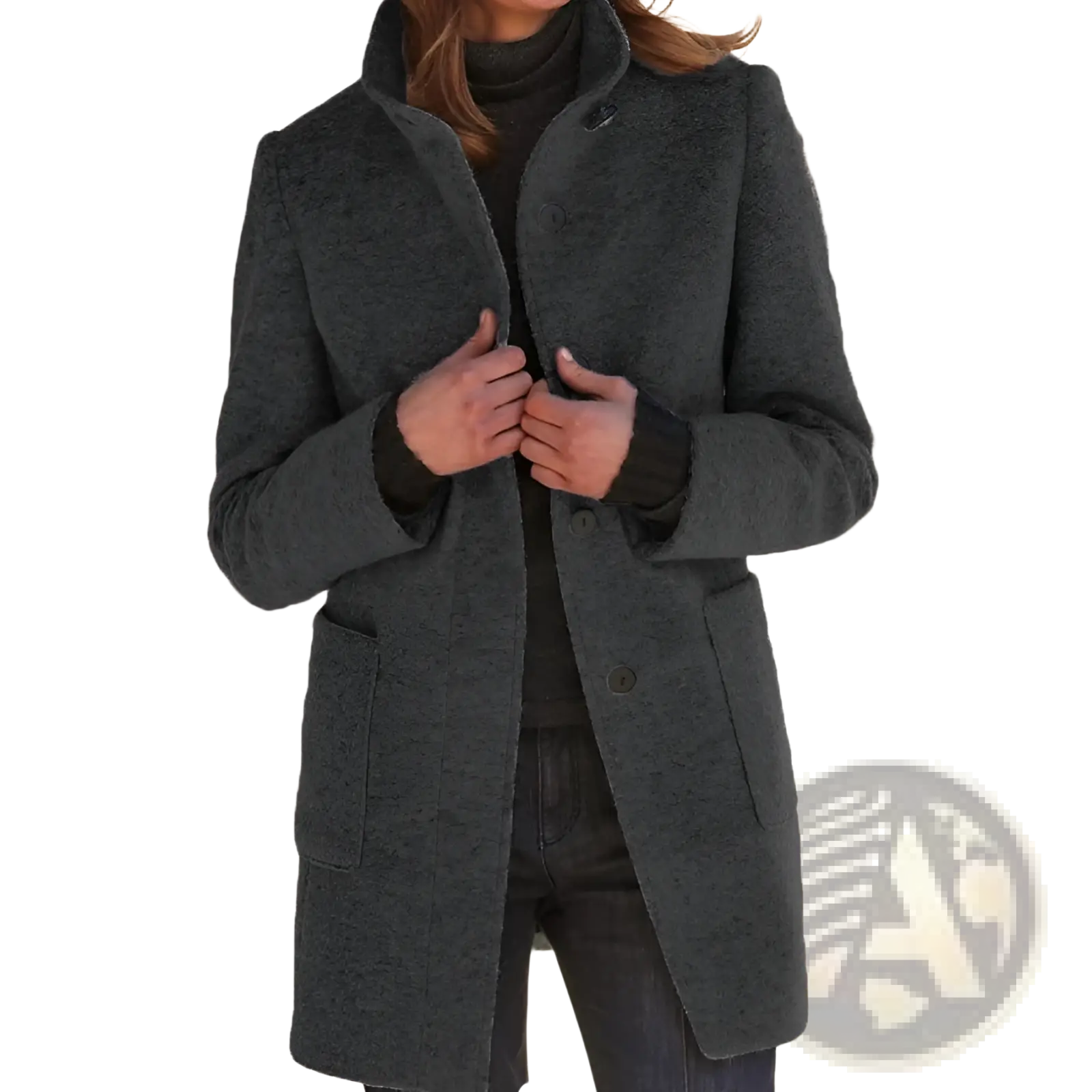 Woolen Stand Collar Winter Coat for Women