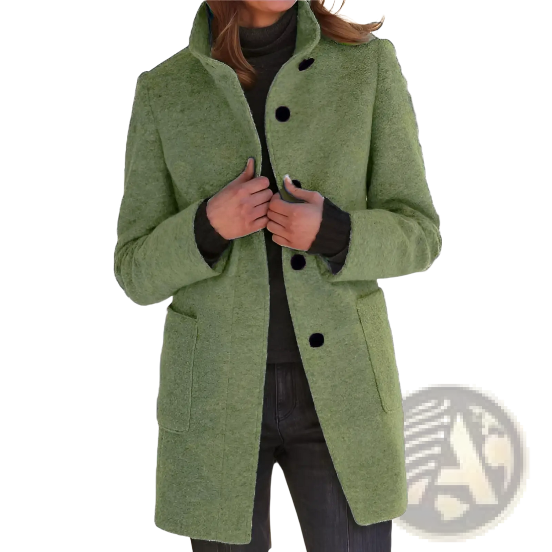 Woolen Stand Collar Winter Coat for Women