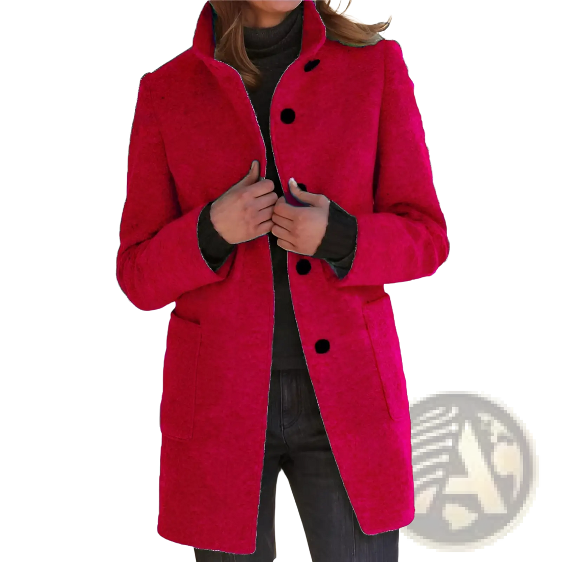 Woolen Stand Collar Winter Coat for Women