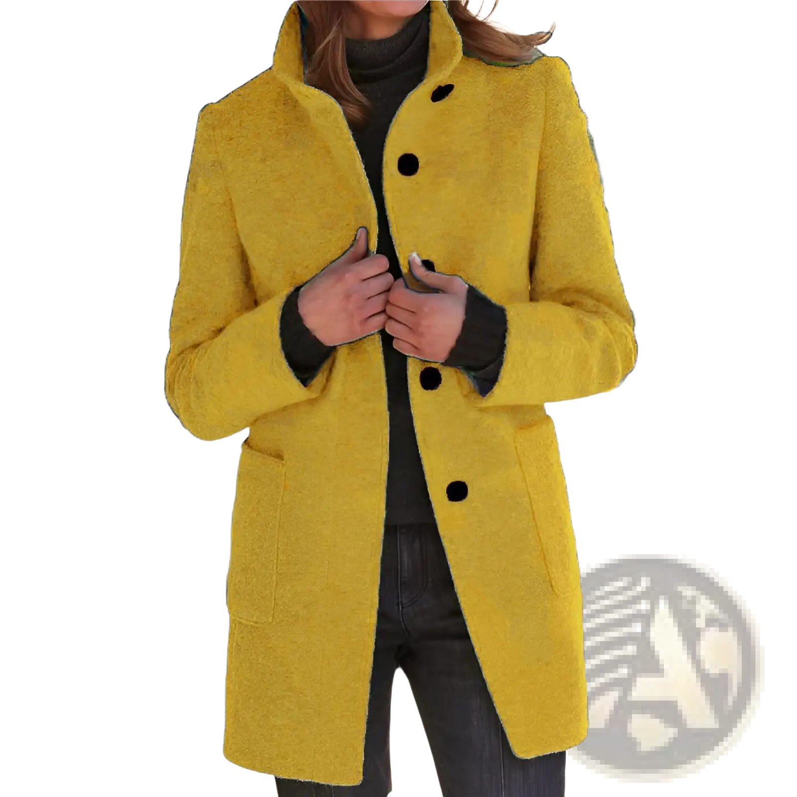 Woolen Stand Collar Winter Coat for Women